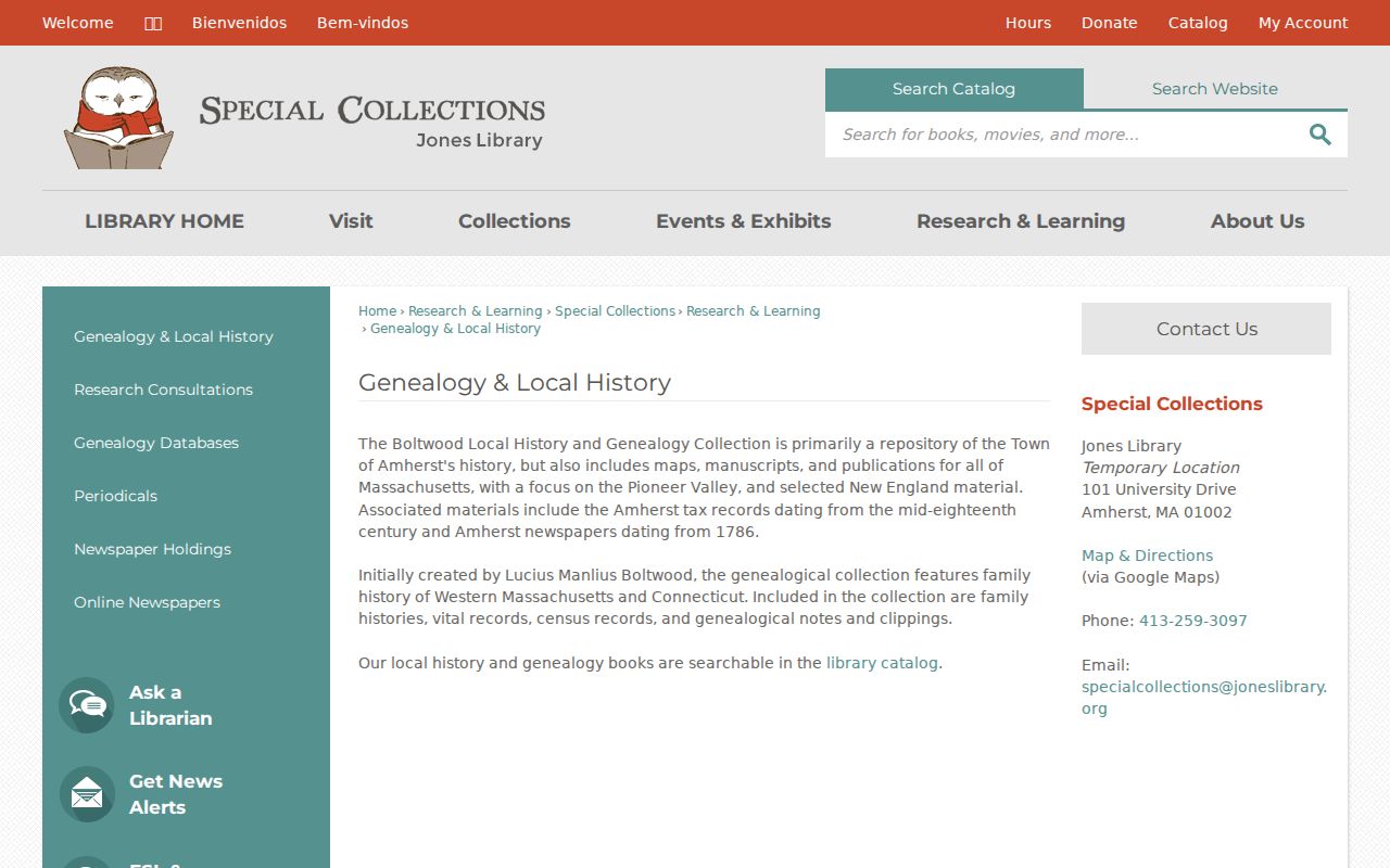 Amherst previous residents Jones Library Boltwood local history collection