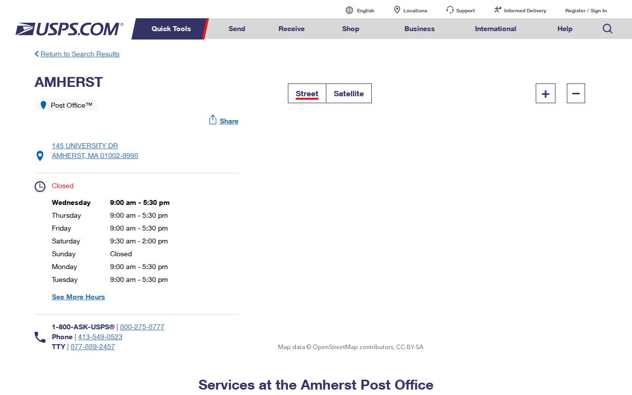 Amherst ZIP code directory USPS Amherst Post Office